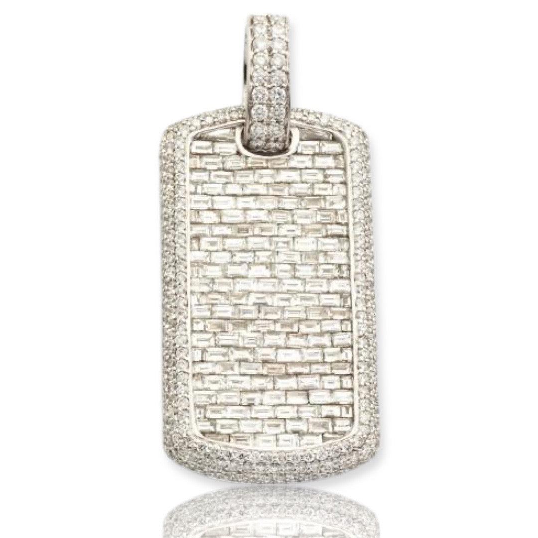 14KY 7.50CTW BAGUETTE DIAMOND DOG TAG PENDANT - Johnny Dang & Co