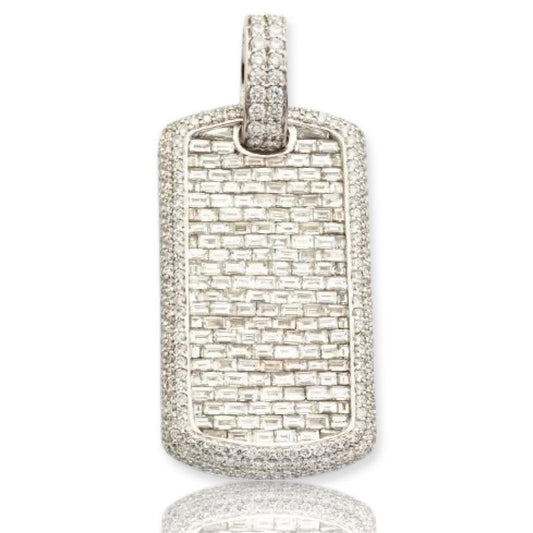 14KY 7.50CTW BAGUETTE DIAMOND DOG TAG PENDANT - Johnny Dang & Co