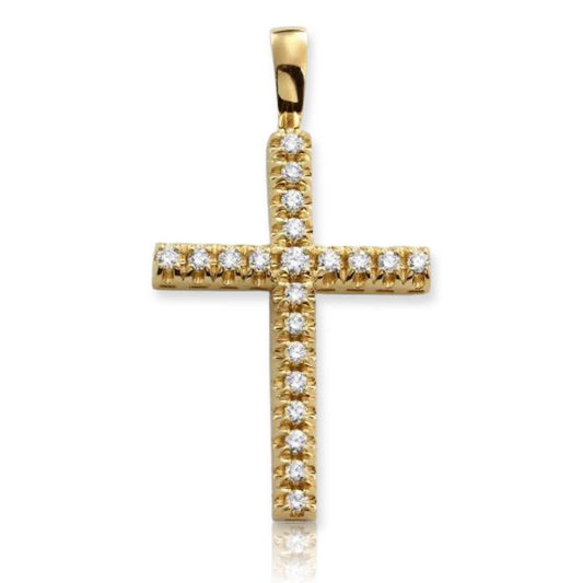 14KY 2.00CTW DIAMOND PRONG SET CROSS PENDANT - Johnny Dang & Co