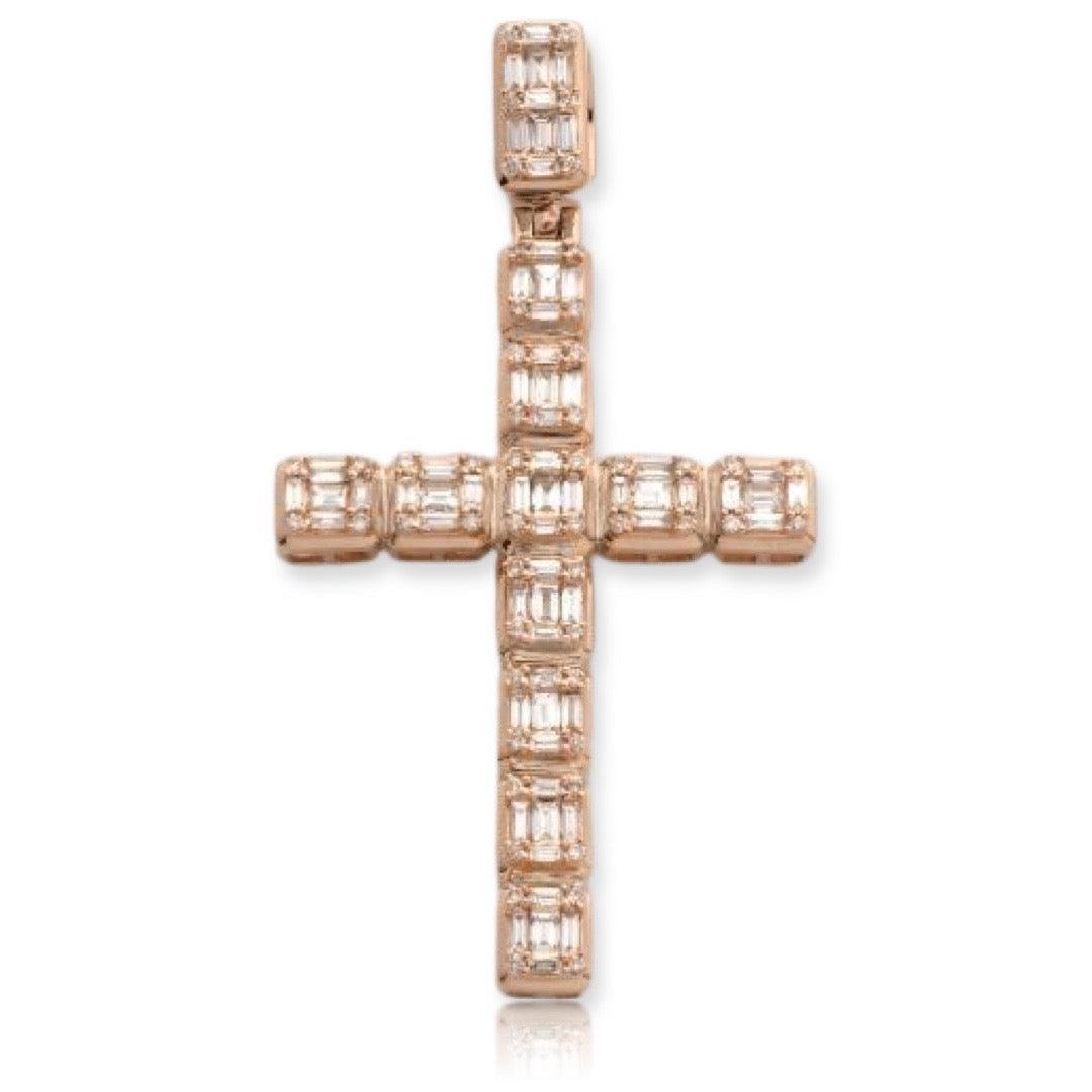 14KR 1.90CTW BAGUETTE DIAMOND CROSS PENDANT - Johnny Dang & Co