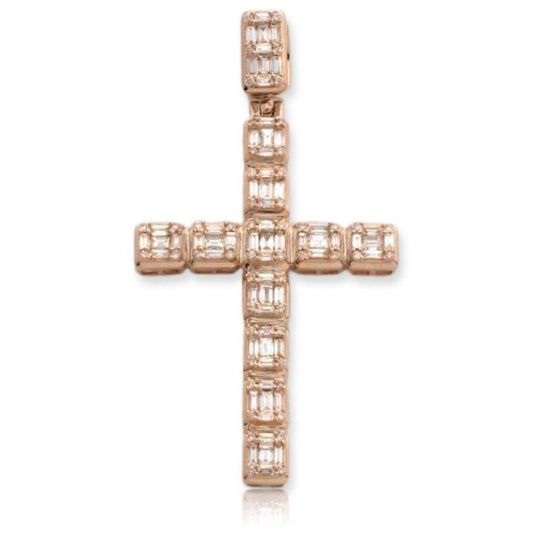 14KR 1.90CTW BAGUETTE DIAMOND CROSS PENDANT - Johnny Dang & Co