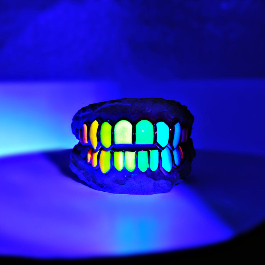 JDTK-CPG-32822--Multi Color Candy Painted Glow In The Dark Painted Grillz - Johnny Dang & Co