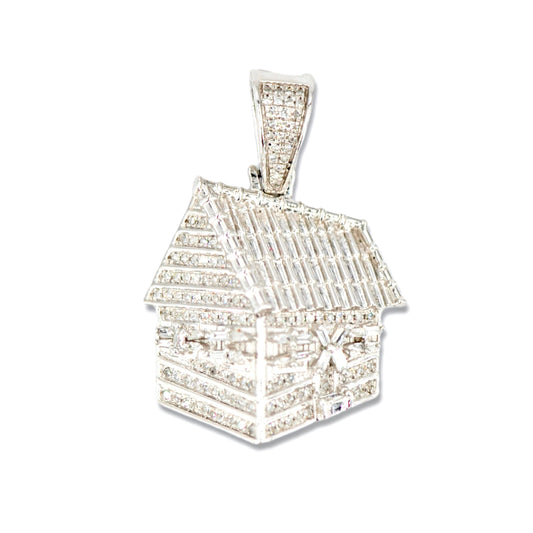 10K White Gold Diamond Trapp House Pendant - Johnny Dang & Co