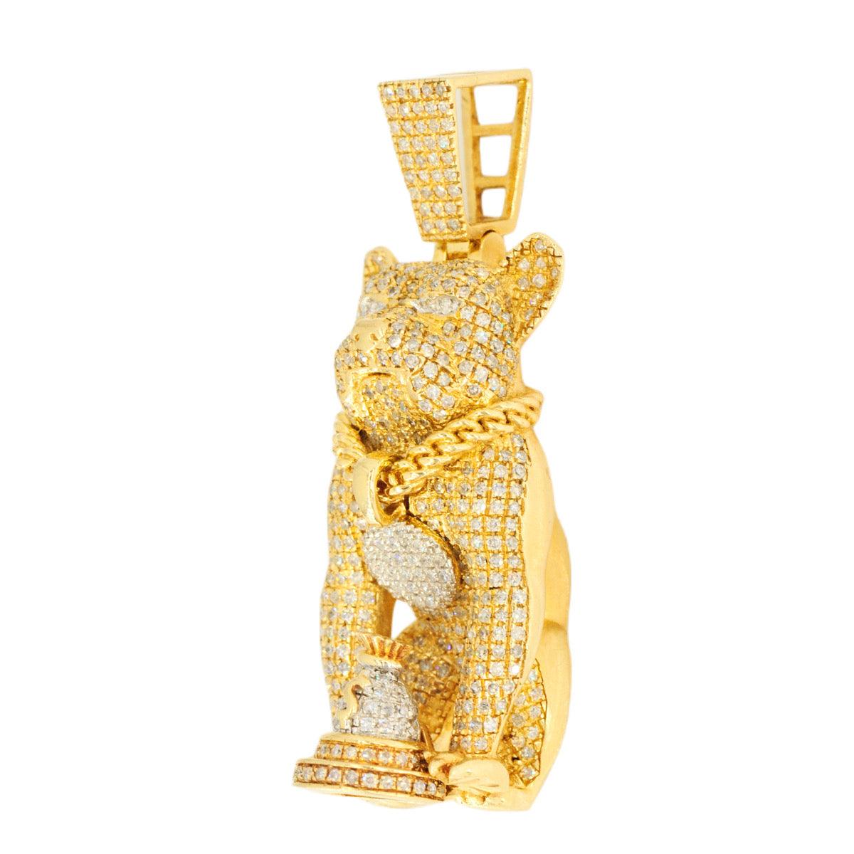 10k Yellow Gold 1.27ctw Diamond Champion Bulldog Pendant - Johnny Dang & Co