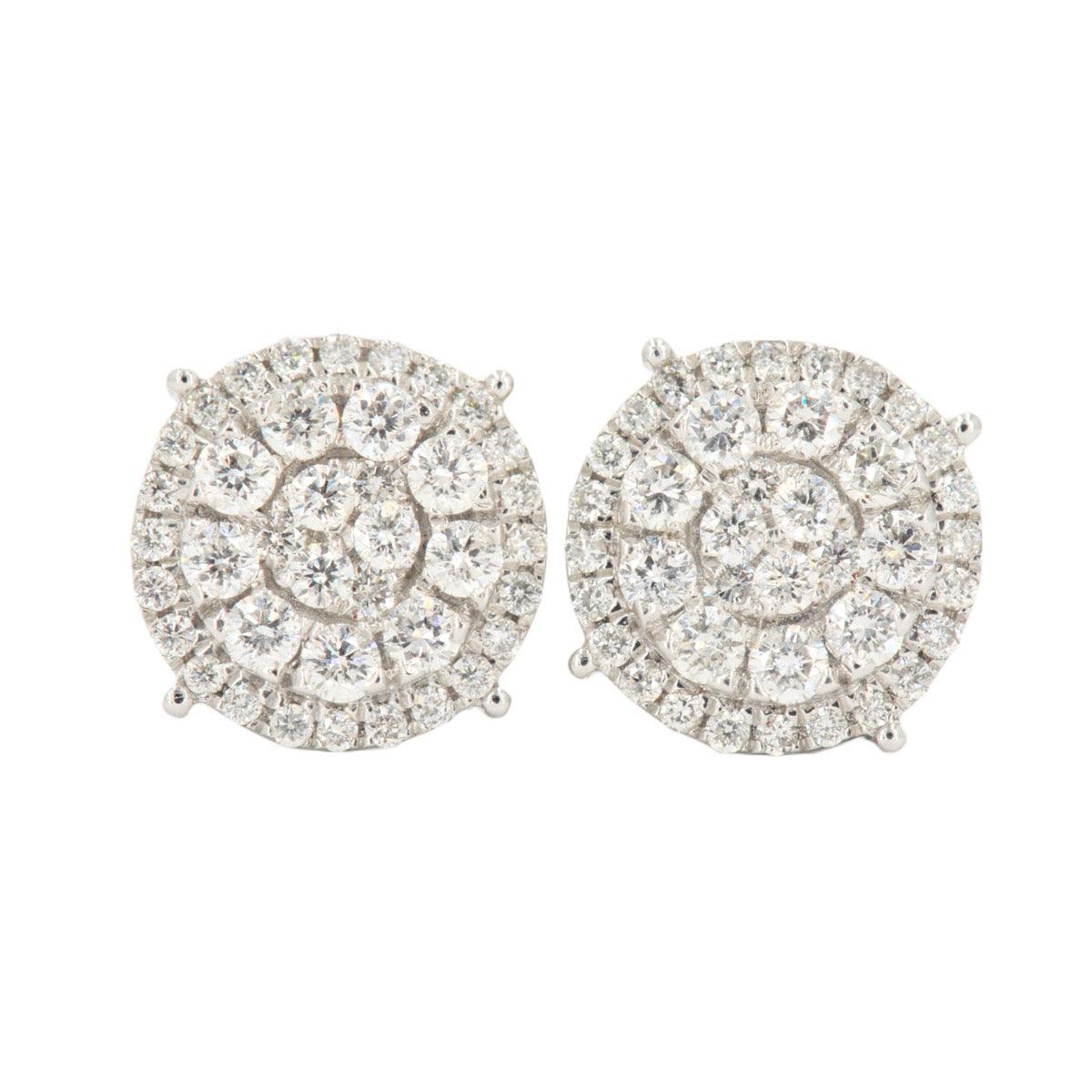 1.00CTW DIAMOND ROUND CLUSTER EARRINGS WITH HALO - Johnny Dang & Co