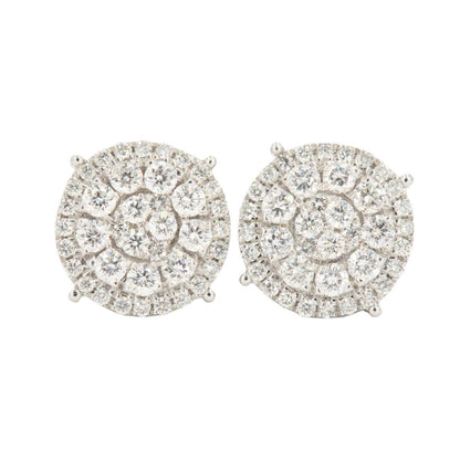1.00CTW DIAMOND ROUND CLUSTER EARRINGS WITH HALO - Johnny Dang & Co