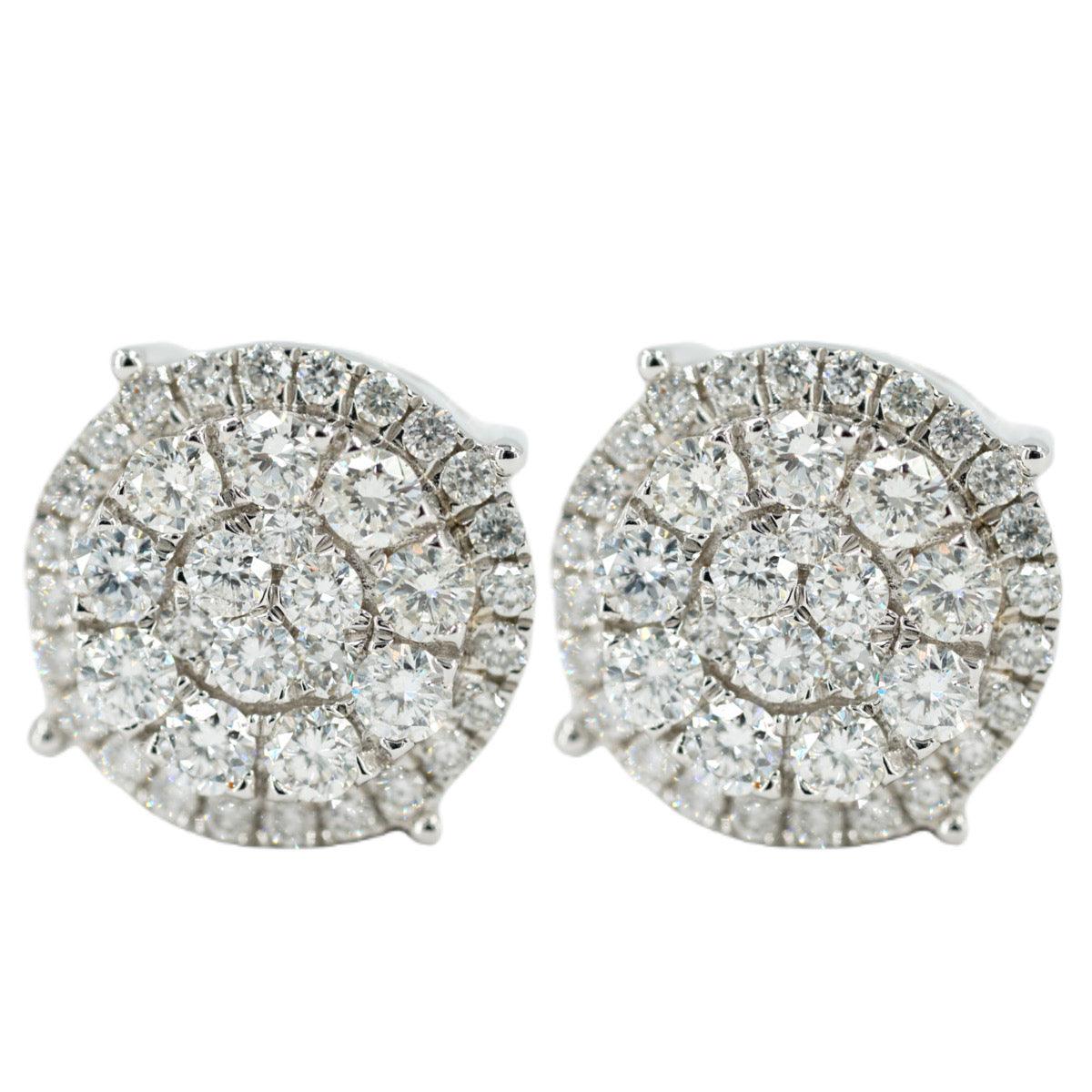 1.00CTW DIAMOND ROUND CLUSTER EARRINGS WITH HALO - Johnny Dang & Co