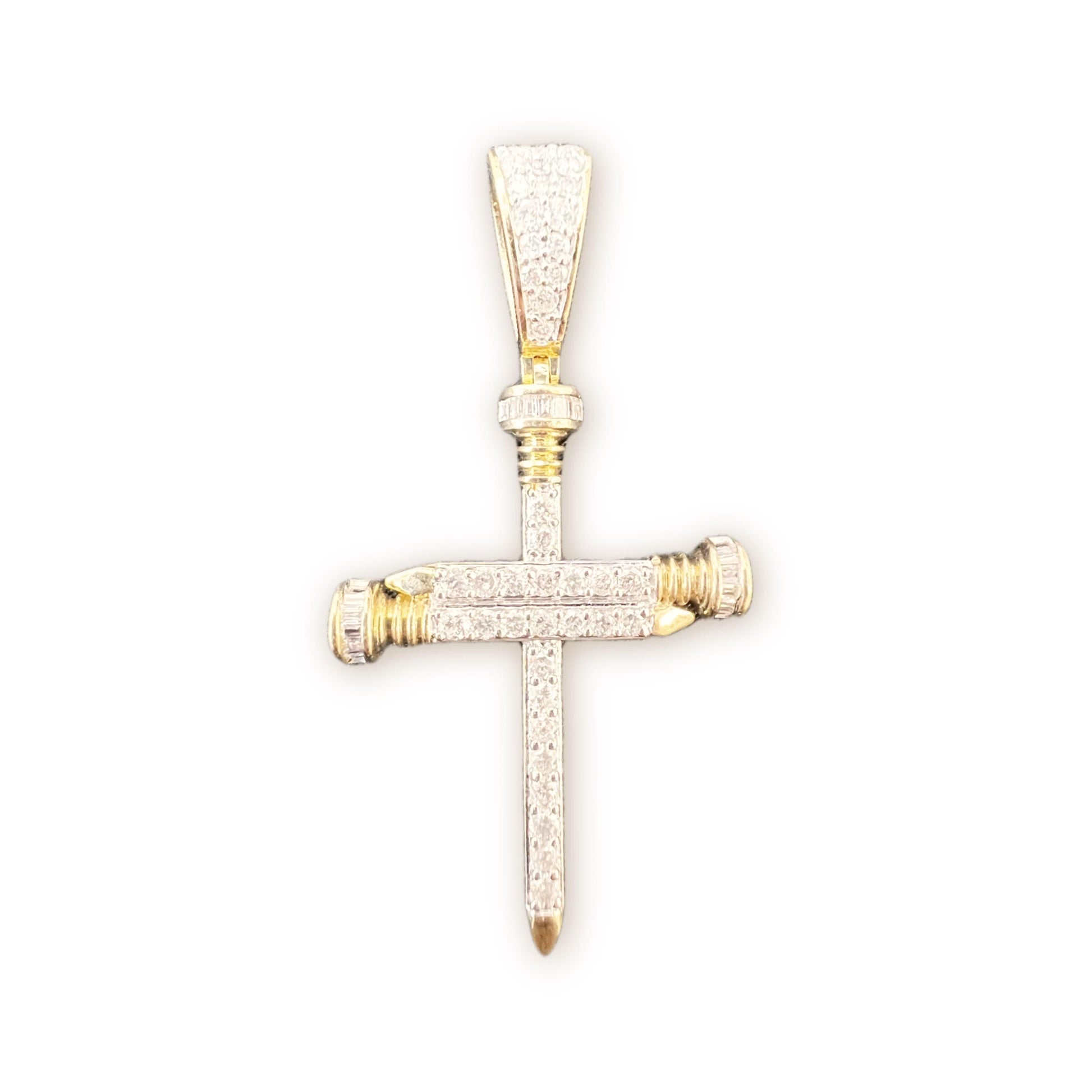 10k Yellow Gold Diamond Nail Cross. 0.45cttw - Johnny Dang & Co
