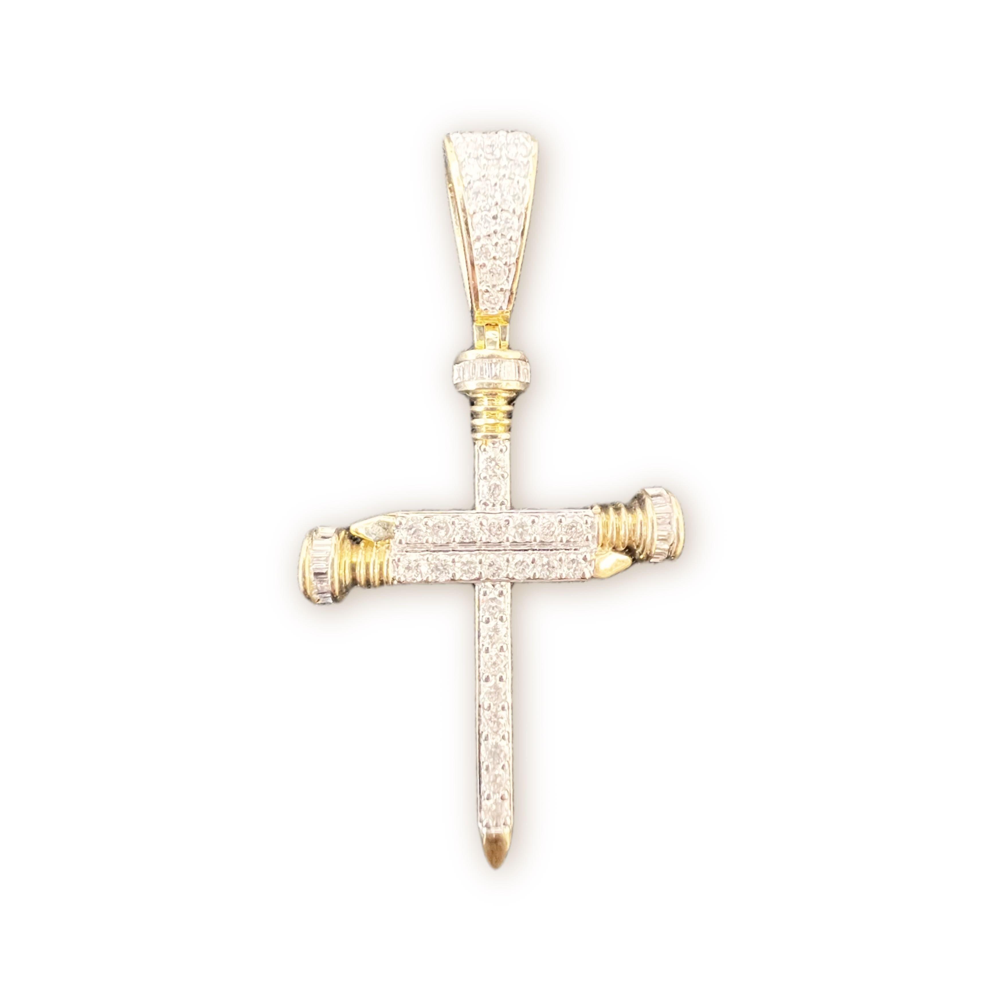 10k Yellow Gold Diamond Nail Cross. 0.45cttw - Johnny Dang & Co