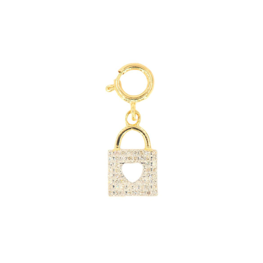 10k Yellow Gold and Diamond 'Lock With Heart Opening' Charm - 10022 - Johnny Dang & Co
