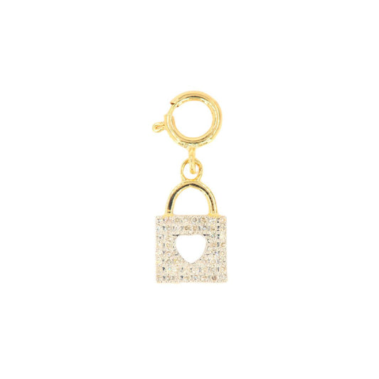 10k Yellow Gold and Diamond 'Lock With Heart Opening' Charm - 10022 - Johnny Dang & Co