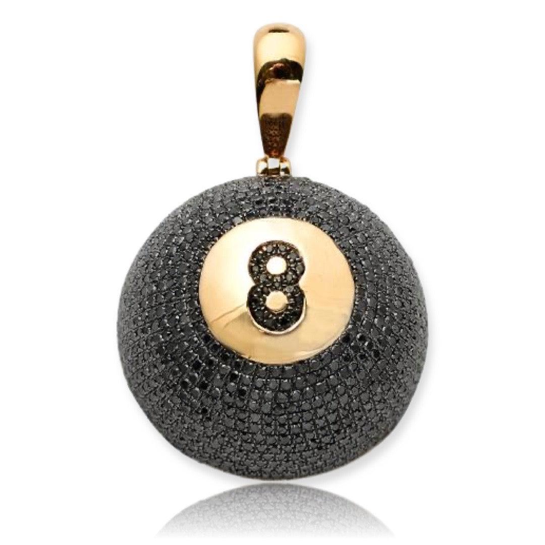 10KY 2.85CTW BLACK DIAMOND 8-BALL PENDANT - Johnny Dang & Co