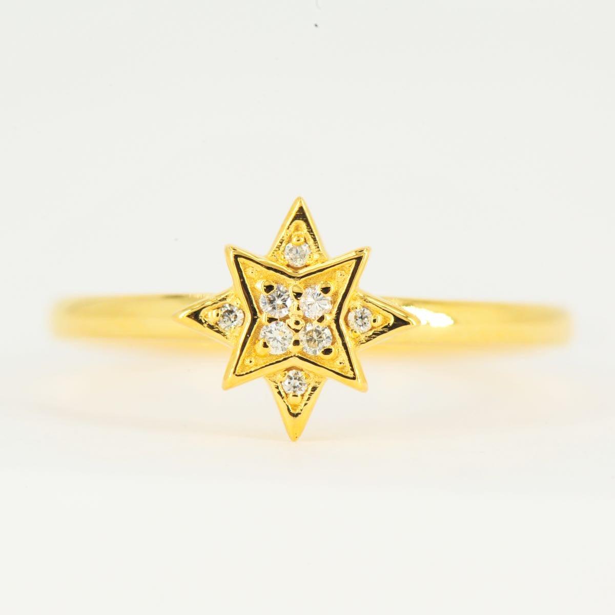14k YELLOW GOLD AND SI DIAMOND OVERLAPPING STAR RING - Johnny Dang & Co
