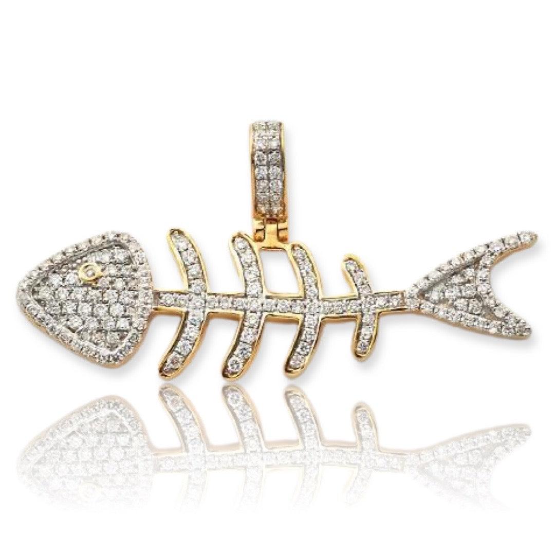 10KY 0.65CTW DIAMOND FISH SKELETON PENDANT - Johnny Dang & Co