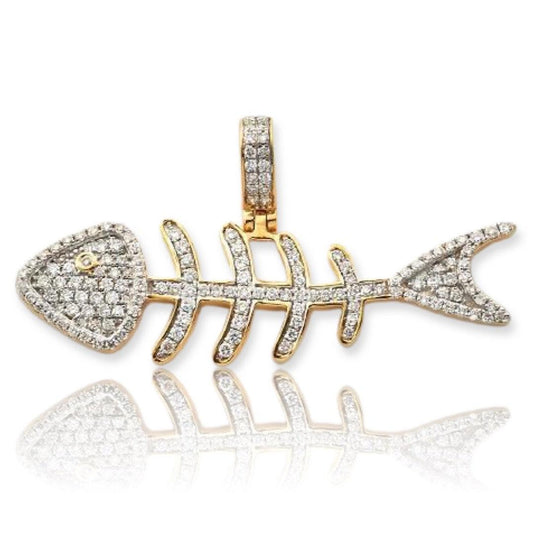 10KY 0.65CTW DIAMOND FISH SKELETON PENDANT - Johnny Dang & Co