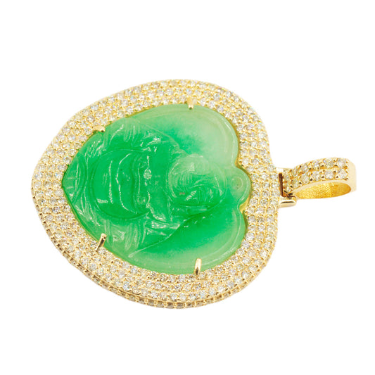 10k Yellow Gold 4.70ctw Diamond Jade Heart Buddha - Johnny Dang & Co