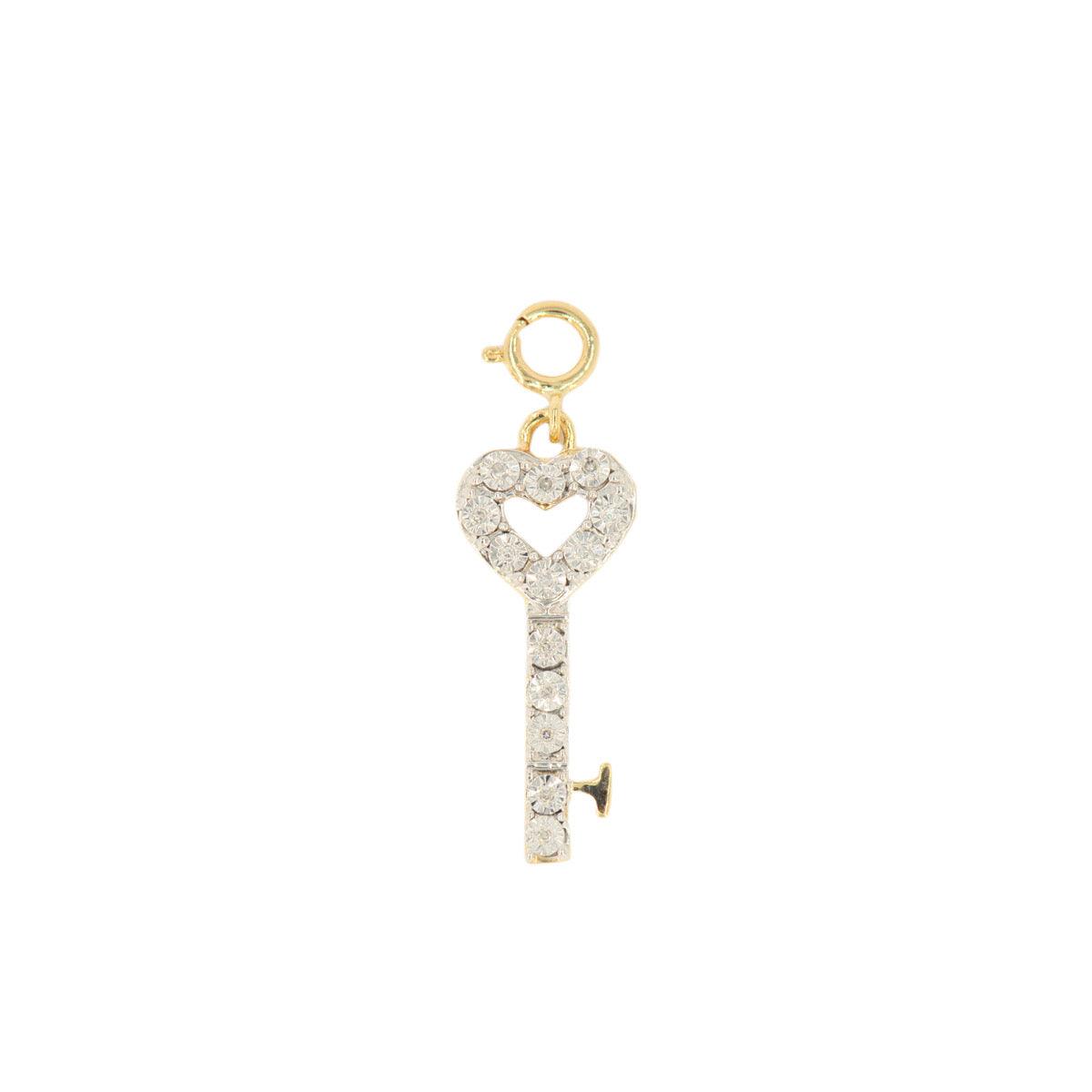 10k Yellow Gold and Diamond 'Heart Key' Charm - 10061 - Johnny Dang & Co