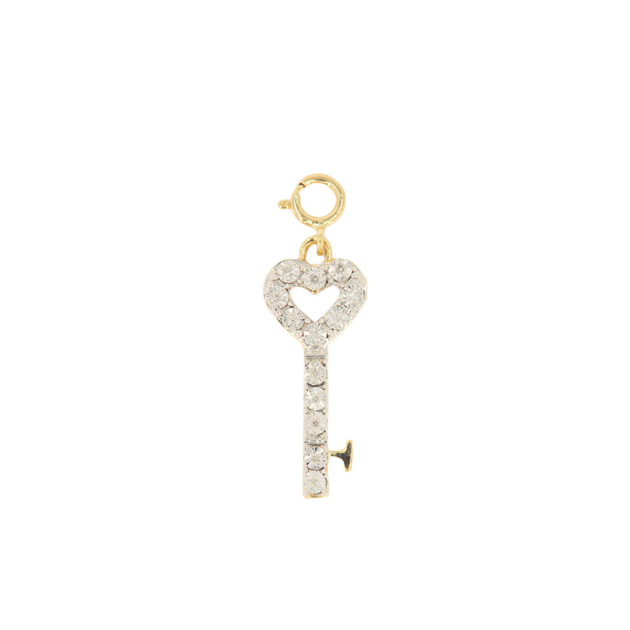 10k Yellow Gold and Diamond 'Heart Key' Charm - 10061