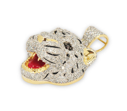 3D Tiger Head with Red Enamel Tongue and Colored Eyes - Johnny Dang & Co