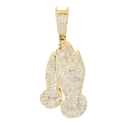 10KY 0.50CTW DIAMOND PRAYING HANDS PENDANT CHR0234Y - Johnny Dang & Co