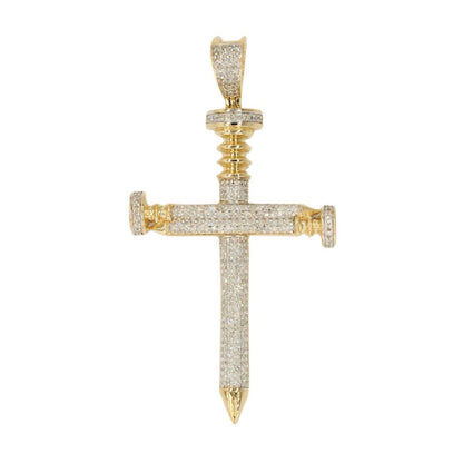 10KY 0.55CTW DIAMOND NAILS CROSS PENDANT - Johnny Dang & Co