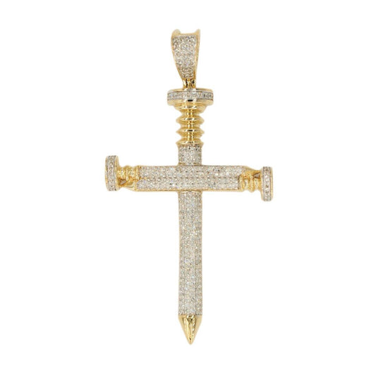 10KY 0.55CTW DIAMOND NAILS CROSS PENDANT - Johnny Dang & Co