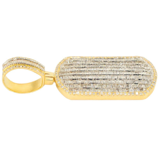 10k Yellow Gold Baguette Diamond Dog Tag 1.66ct - Johnny Dang & Co