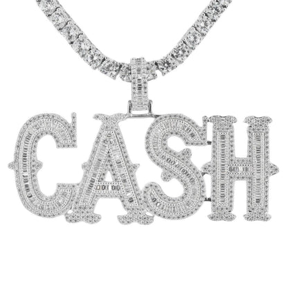 Silver and CZ ‘CASH” Pendant and Chain Bundle - Johnny Dang & Co