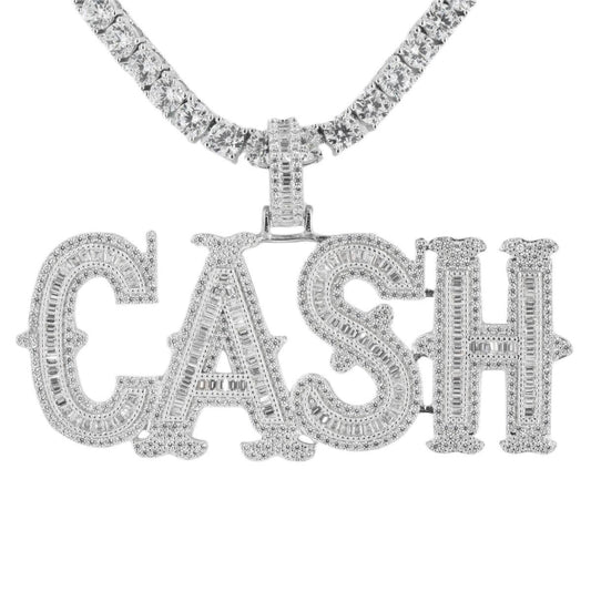 Silver and CZ ‘CASH” Pendant and Chain Bundle - Johnny Dang & Co