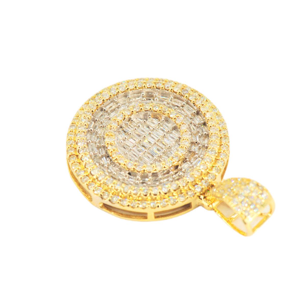 10k Yellow Gold 1.95CTW Round and Baguette Diamond Medallion - Johnny Dang & Co