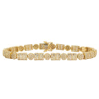 10k Yellow Gold Fancy JD&Co Baguette and Round Diamond Bracelet 6.76cttw - Johnny Dang & Co