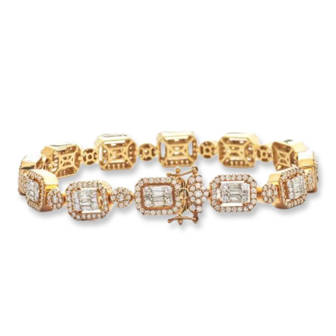 14KY+W 8.50CTW BAGUETTE DIAMOND EMERALD CLUSTER - Johnny Dang & Co