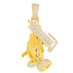 10KY 1.05CTW DIAMOND PRAYING HANDS WITH UZI PENDANT - Johnny Dang & Co