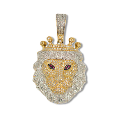 10K Yellow Gold Diamond Majestic Lion Pendant - Johnny Dang & Co