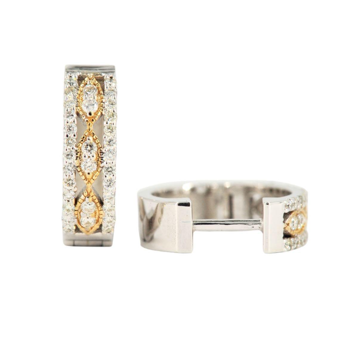 JDTK-p22-132-1 -Two Tone Gold and Diamond Hoop Earrings - Johnny Dang & Co