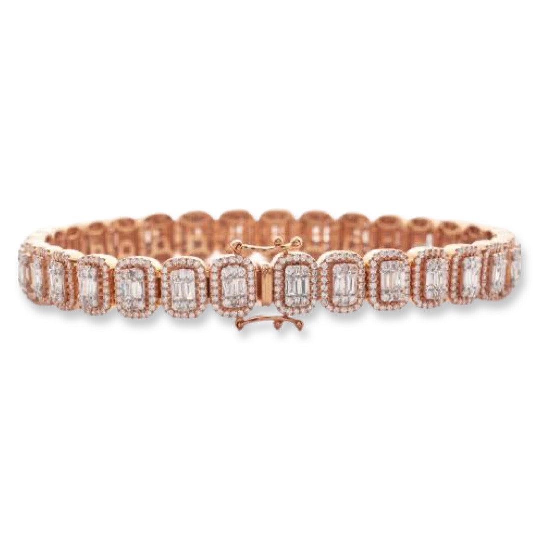 14KR+W 9.00CTW BAGUETTE DIAMOND BRACELET - Johnny Dang & Co