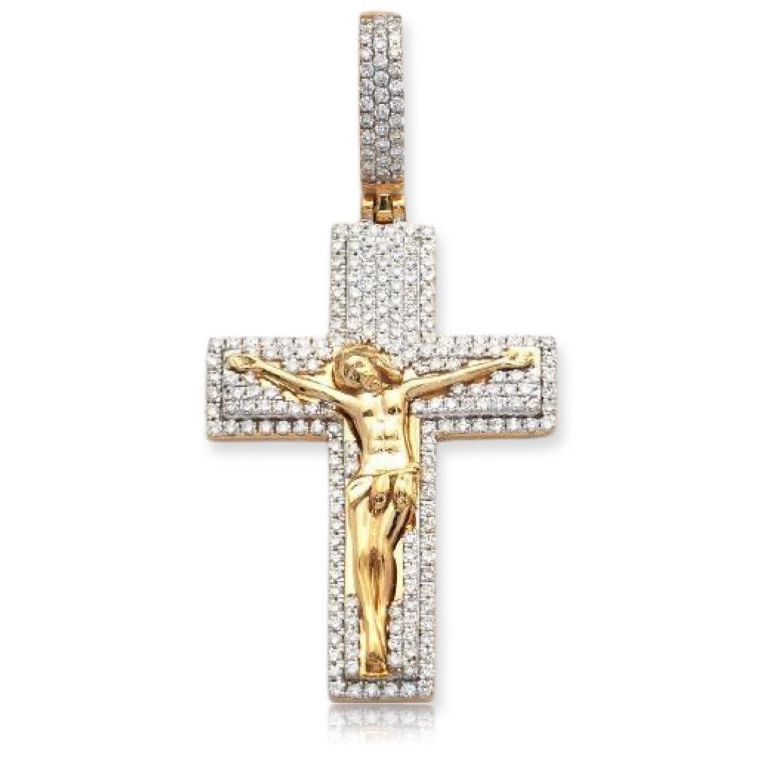 14KY 0.70CTW DIAMOND CROSS WITH JESUS - Johnny Dang & Co
