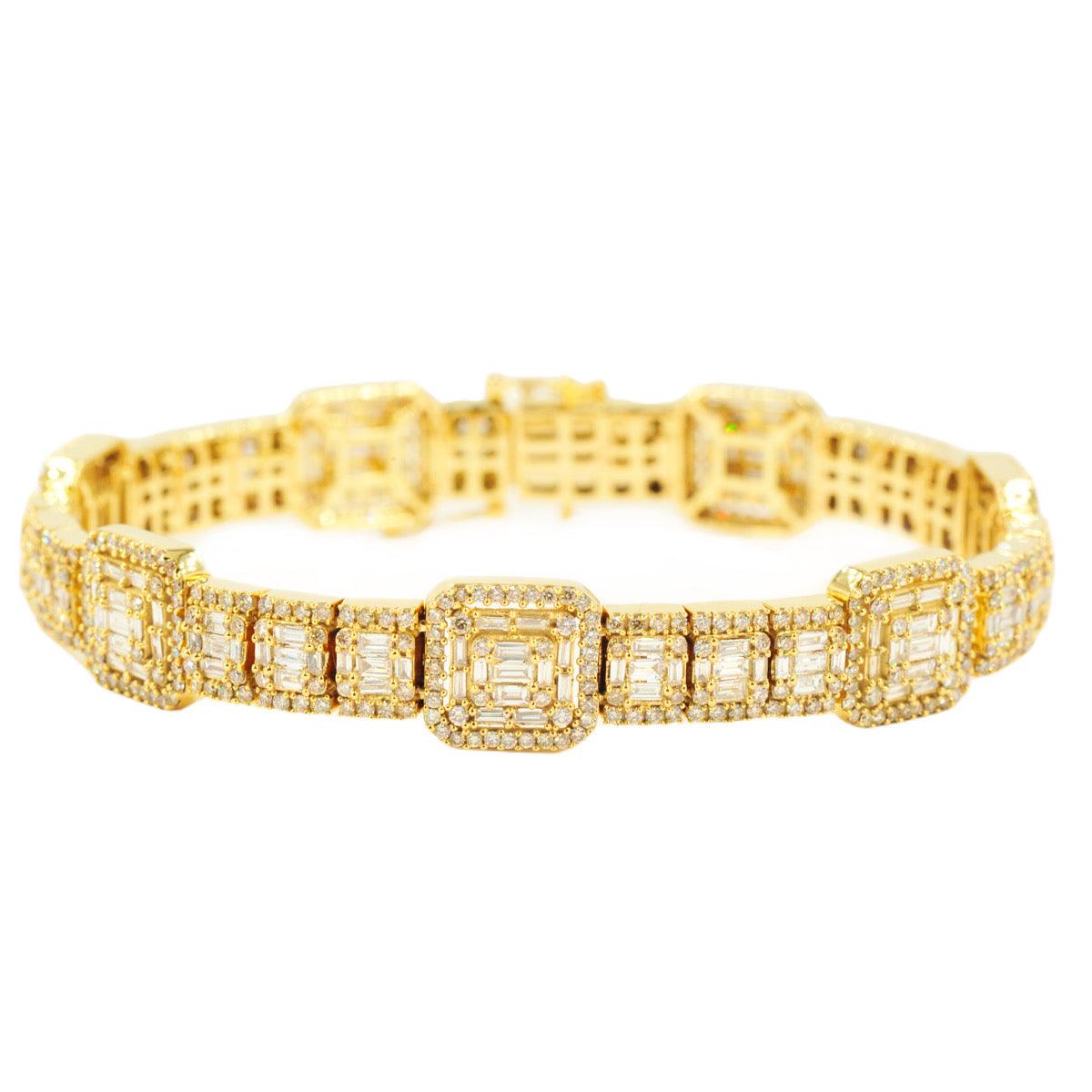 14KY 8.50CTW BAGUETTE DIAMOND SQUARE CLUSTER 8" - Johnny Dang & Co