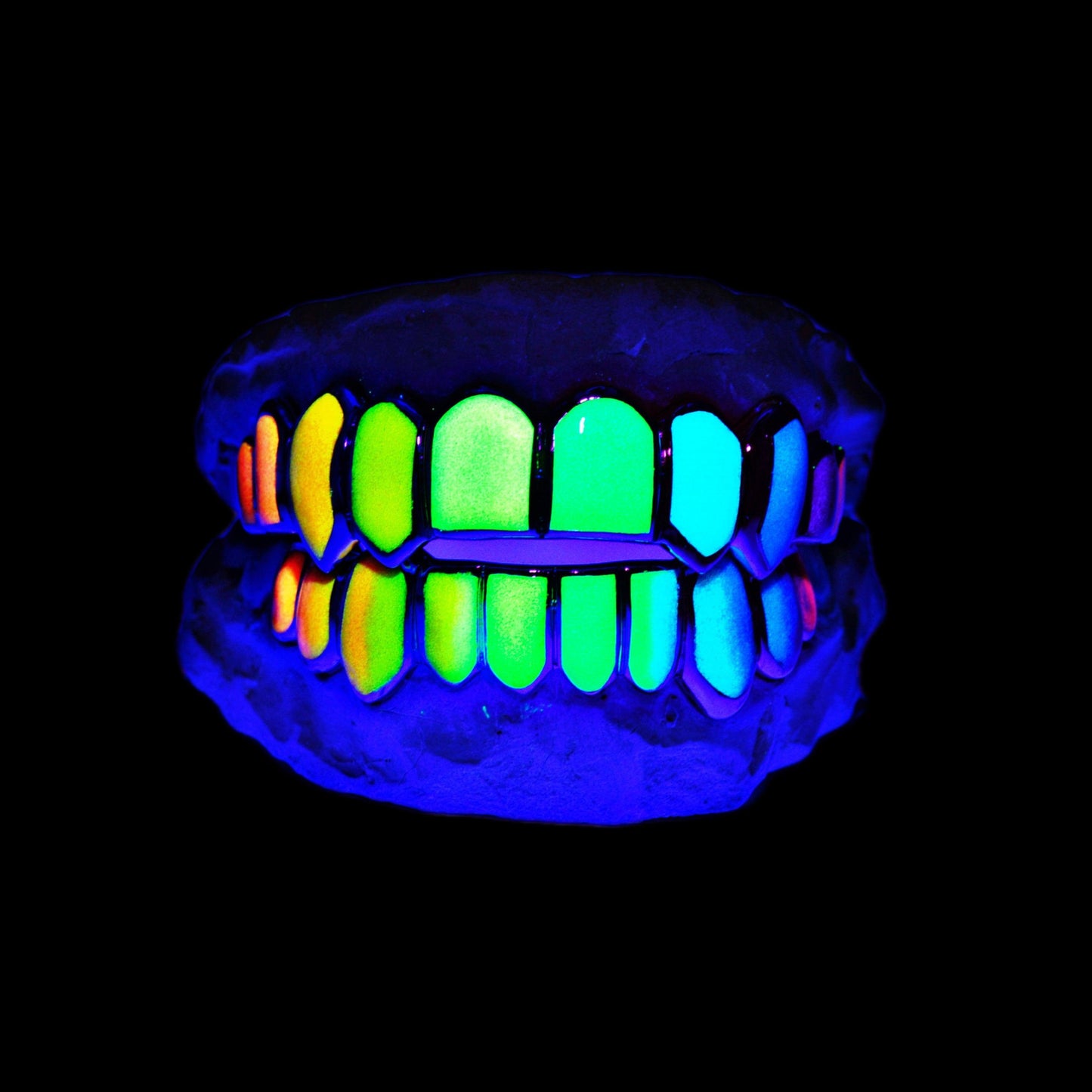 JDTK-CPG-32822--Multi Color Candy Painted Glow In The Dark Painted Grillz - Johnny Dang & Co