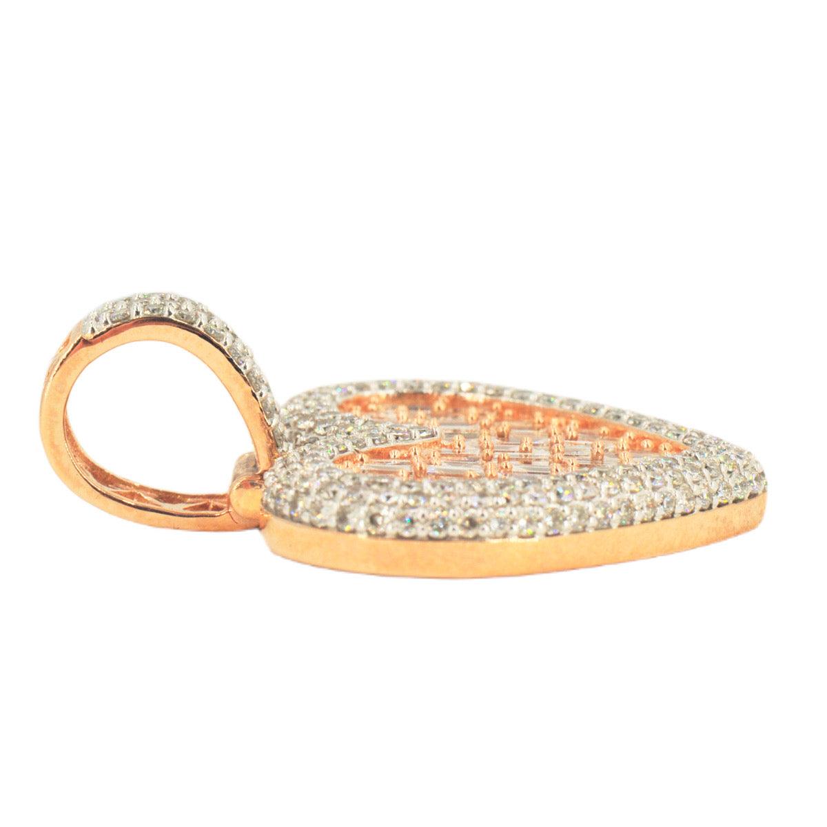 10KY 3.00CTW BAGUETTE DIAMOND HEART PENDANT - Johnny Dang & Co