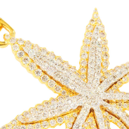 14KY+W 1.35CTW DIAMOND HERBAL HEMP MEDICINE LEAF 3D - Johnny Dang & Co