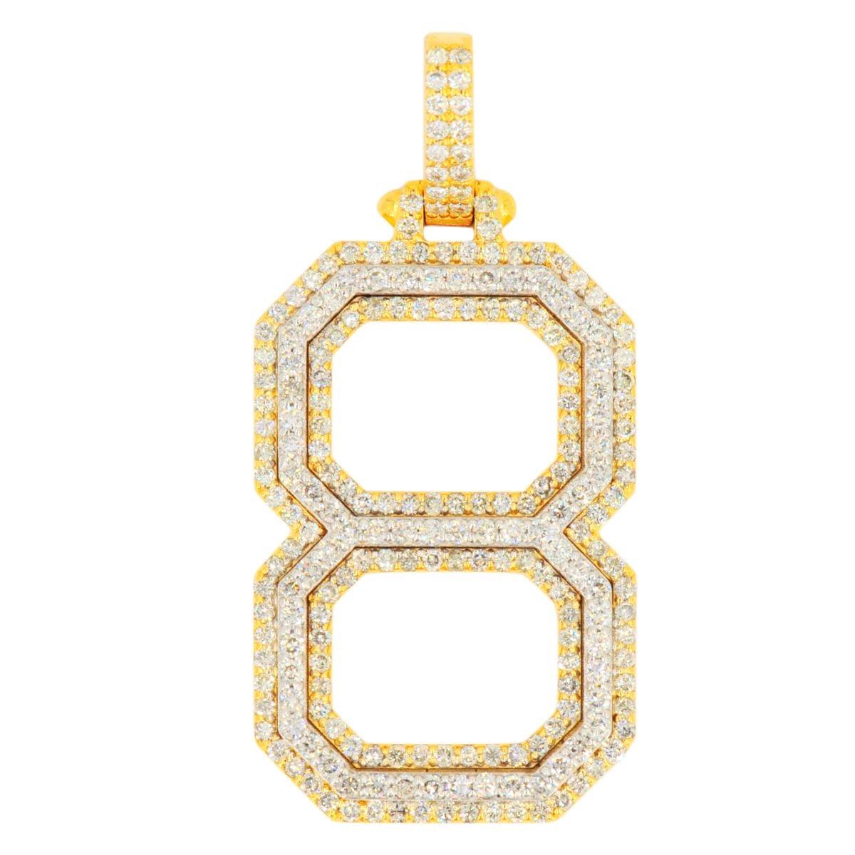10K Yellow Gold Si Diamond Number 8 Pendant - Johnny Dang & Co
