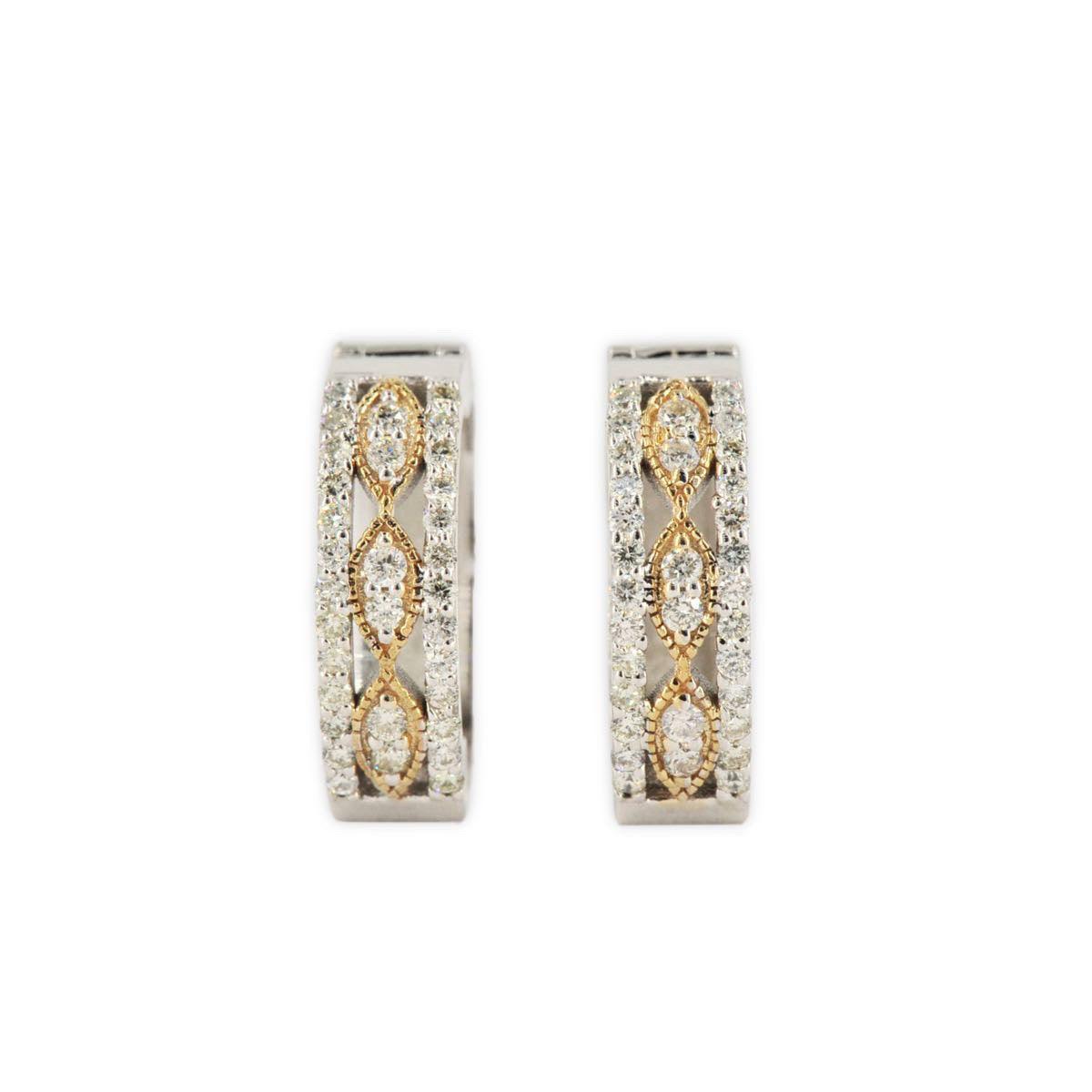 JDTK-p22-132-1 -Two Tone Gold and Diamond Hoop Earrings - Johnny Dang & Co