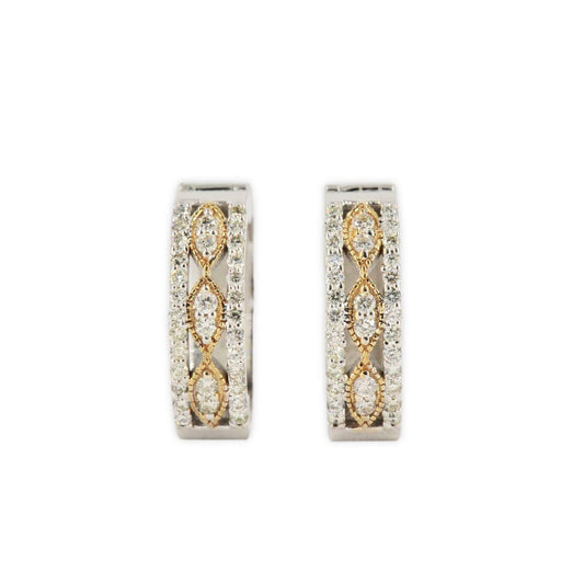 JDTK-p22-132-1 -Two Tone Gold and Diamond Hoop Earrings - Johnny Dang & Co