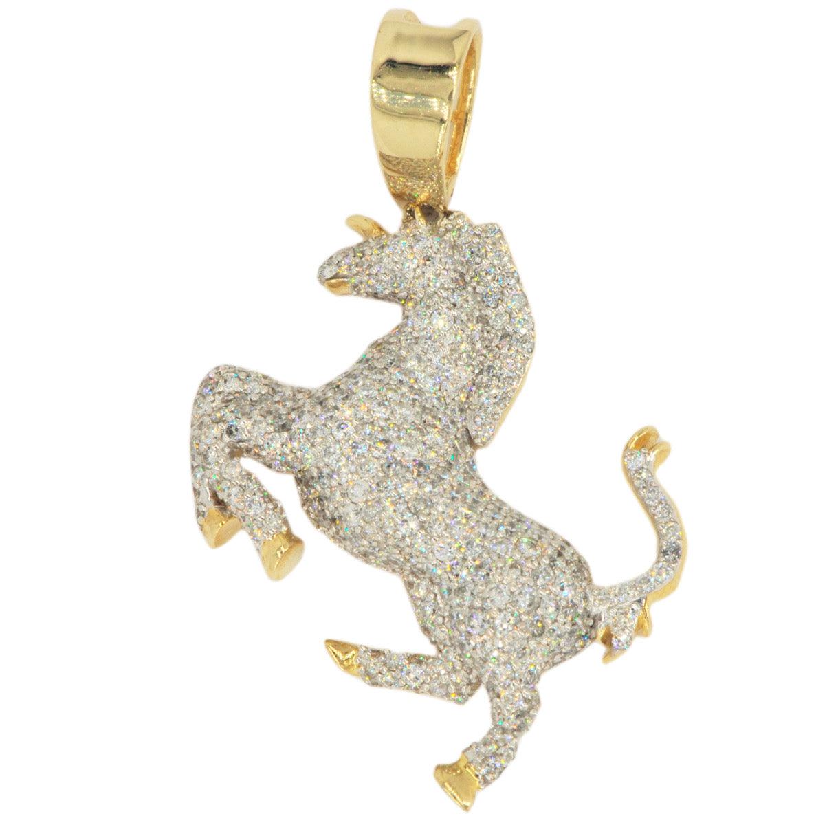 10k Yellow Gold 4.56ctw Majestic Prancing Horse Pendant - Johnny Dang & Co