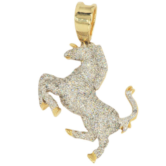 10k Yellow Gold 4.56ctw Majestic Prancing Horse Pendant - Johnny Dang & Co