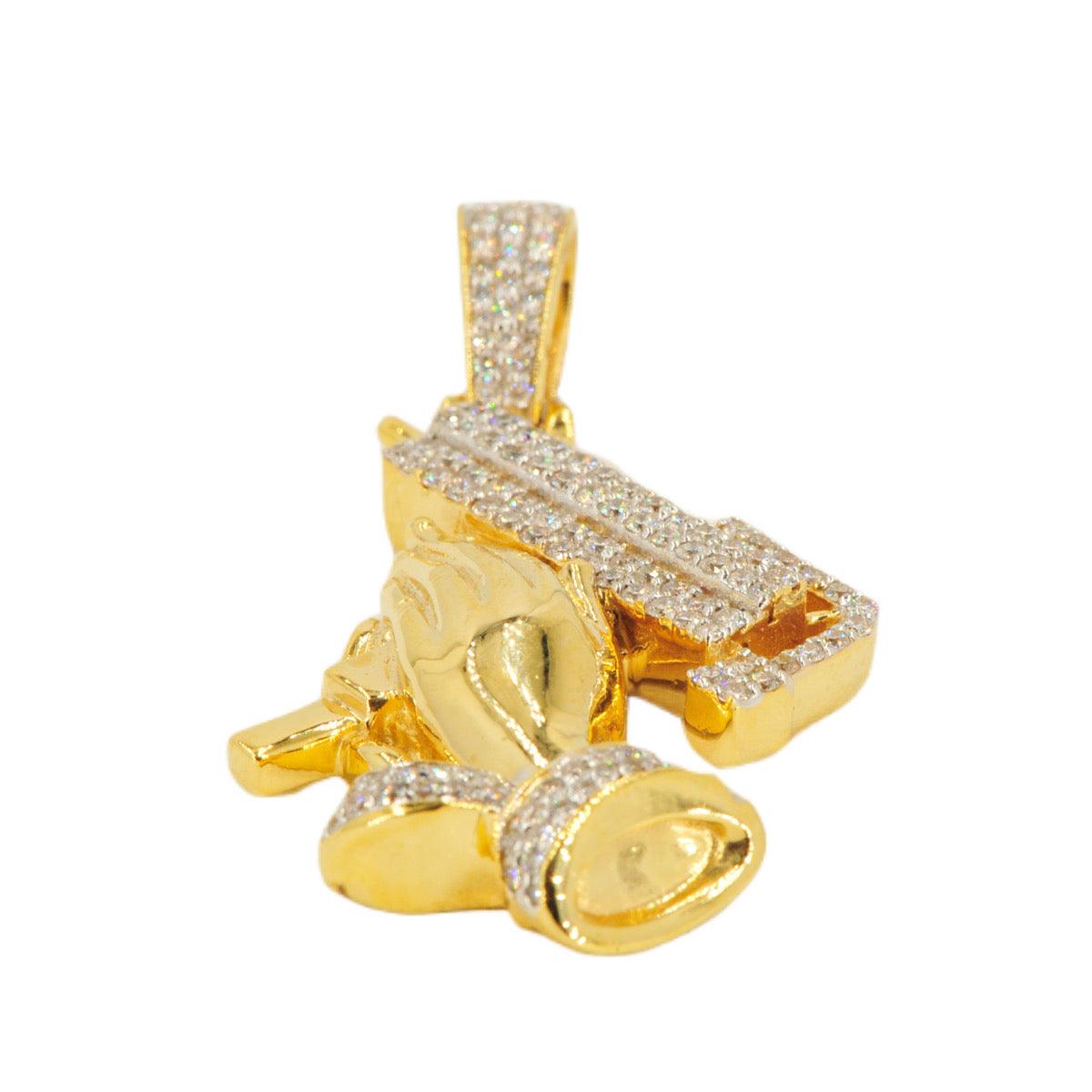10KY 1.05CTW DIAMOND PRAYING HANDS WITH UZI PENDANT - Johnny Dang & Co