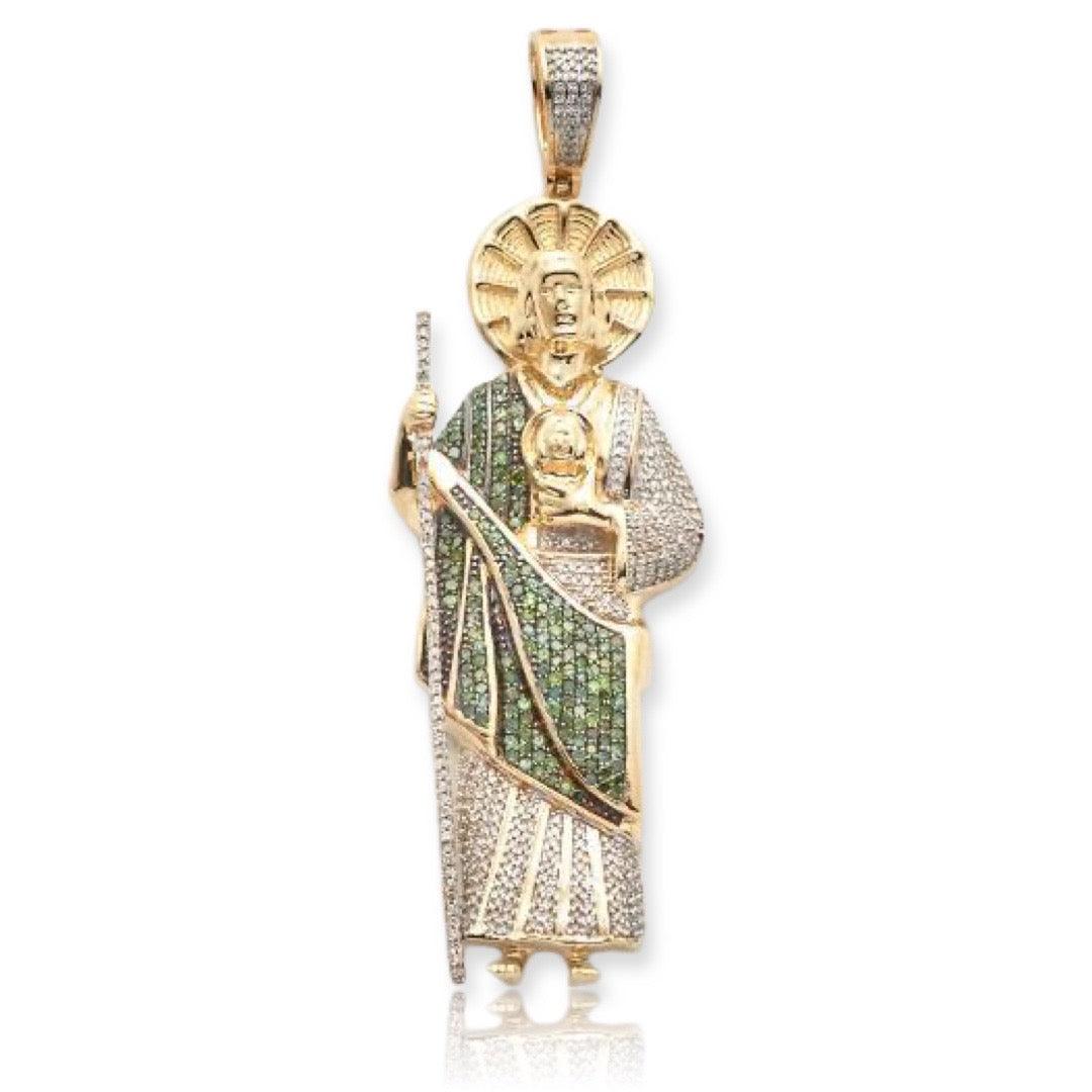 14KY 1.50CTW GREEN AND WHITE DIAMOND ST. JUDE - Johnny Dang & Co