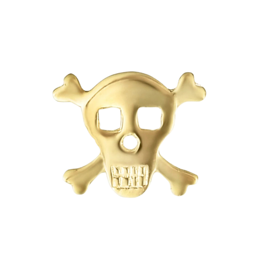 14K Gold Skull Stud Earring