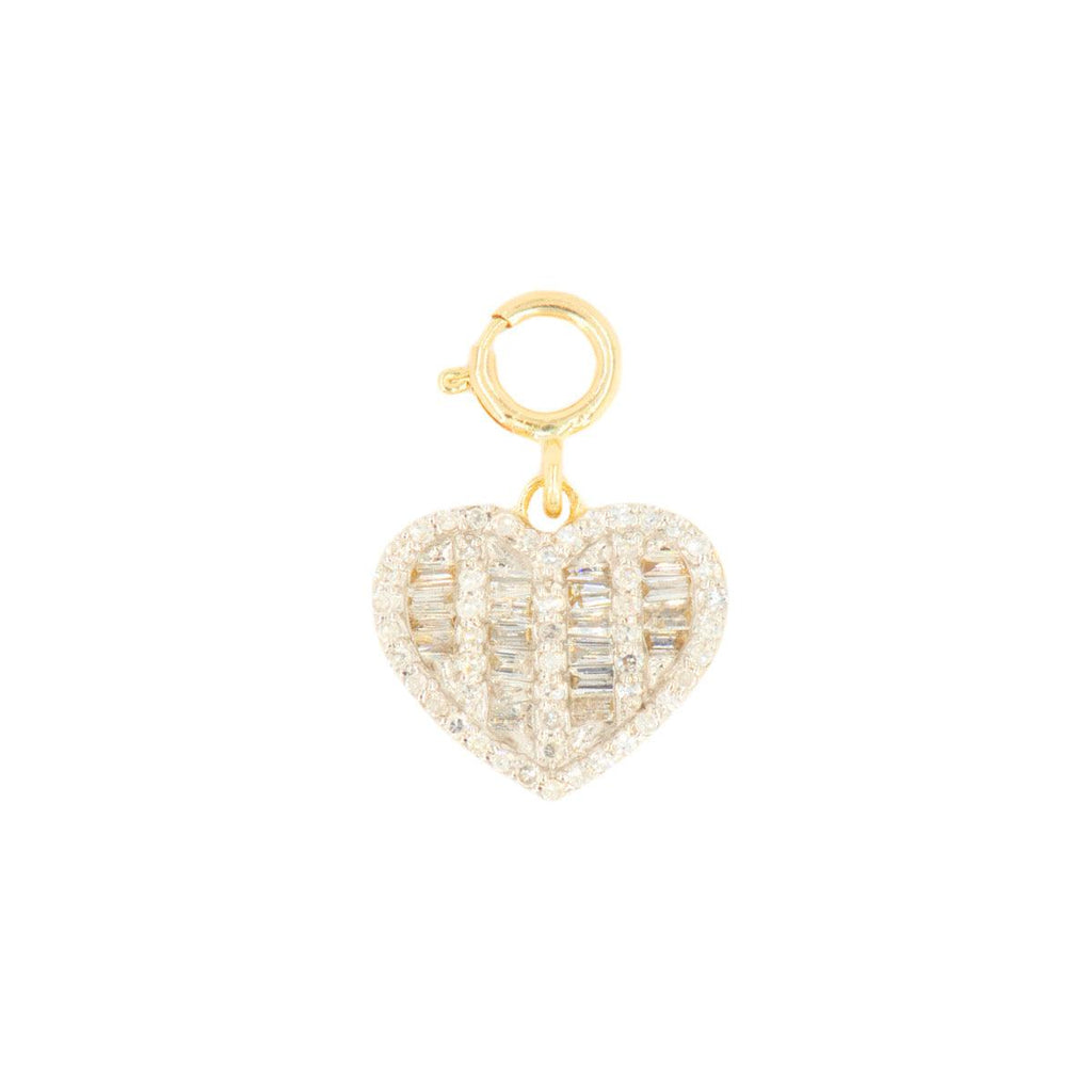 10k Yellow Gold Diamond 'Baguette Heart' Charm - 10060 - Johnny Dang & Co